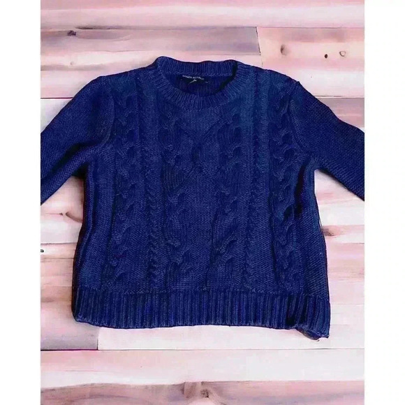 Banana Republic Cable Knit Cropped Side Zip Sweater Blue Size XS - Picture 3 of 10